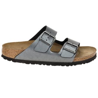 Birkenstock Arizona BS Birko-Flor Unisex Slides Sandals - Metallic Black - Size:UK 7.5