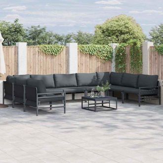 vidaXL Conjunto De Sof&aacute; De Jard&iacute;n 10 Pcs Antracita Acero Vidaxl