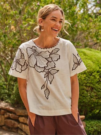 Fat Face FatFace Hazel Ivory Regular Embroidered Blouse