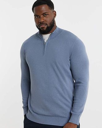 Jacamo Cotton 1/4 Zip Funnel Knit Top