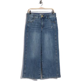 Democracy Double Side Seam Crop Wide Leg Jeans in Mid Blue Artisinal at Nordstrom Rack, Size 10