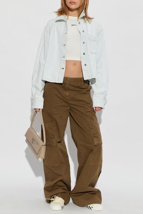 Palm Angels Short Top With Printed Logo, Womens, White