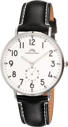 Porsamo Bleu Rowan Leather Strap Watch, 40mm in Black at Nordstrom Rack
