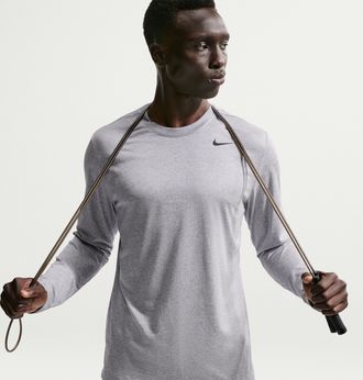 Nike Mens Dri-FIT Legend Long-Sleeve Fitness Top in Grey | DX0993-063