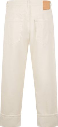 R13 Womens Cropped Cotton Jeans Cream