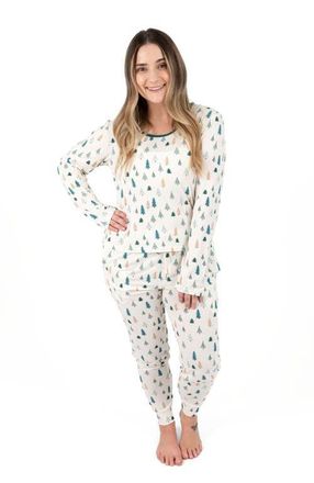 Leveret Womens Viscose Matching Family Holiday Pajamas, Reindeer & Polar Bear Prints in Pine Tree at Nordstrom, Size X-Large