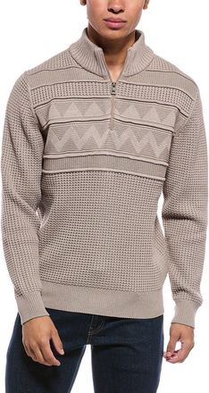 Weatherproof Vintage Textured Zig Zag Yoke 1/4-Zip Mock Neck Sweater