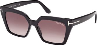Tom Ford Black Shiny Acetate Cat Eye Purple Gradient Womens Sunglasses FT1030 01Z 53