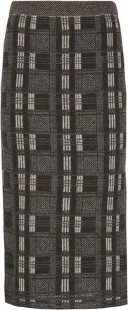 D.exterior Alpaca Blend Check Skirt - Dames - Rokken - Bruin - Maat: M