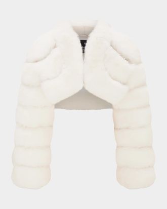 Gorski Faux-Fur Fox Crystal-Embellished Bolero Jacket