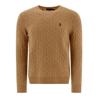 Polo Ralph Lauren Round-neck Knitwear, male, Brown, Size: XL Wool Cashmere Crew Knit