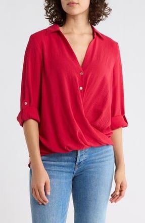 Chenault Surplice Long Sleeve Wrap Top in Red at Nordstrom Rack, Size X-Small