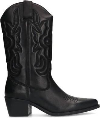 Manfield leren cowboy laarzen zwart