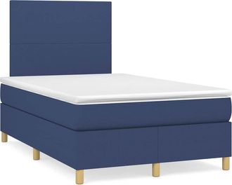 vidaXL Cama Box Spring Con Colch&oacute;n Tela Azul 120x190 Cm Vidaxl