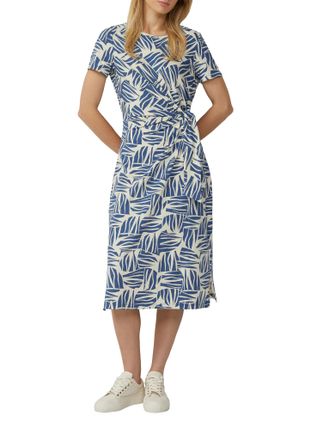 s.Oliver Jerseykleid S.OLIVER, Damen, Gr. 36, N-Gr, blau, Jersey, Obermaterial: 95% Baumwolle, 5% Elasthan, bedruckt, regular fit kniebedeckend, Rundhals, Klei