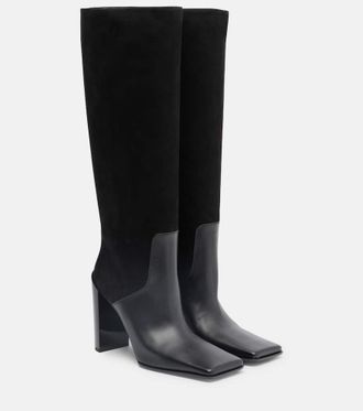 Alaia 90 leather and suede knee-high boots