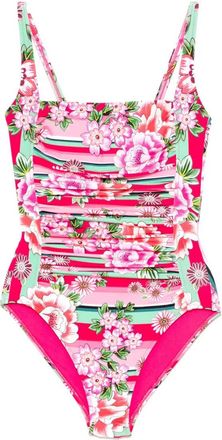 Johnny Was Womens Ruched One-Piece, Bocardi