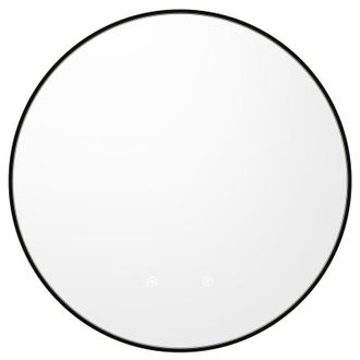 Vente-Unique Specchio per bagno luminoso tondo antiappannamento con contorno Nero D60 cm - PEONIA