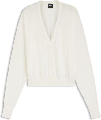 BOSS Linen-cotton cardigan with buttoned front