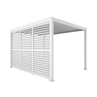 Sweeek P&eacute;rgola bioclim&aacute;tica 3x4m de aluminio + 3 persianas de 1 3m, blanco