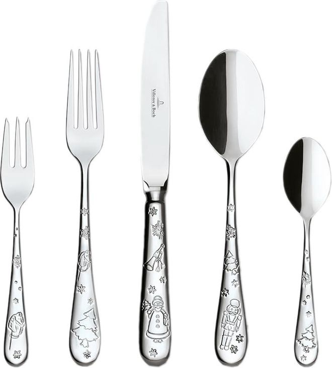 Villeroy & Boch Toys Delight Besteckset 30 teilig Silber Platin, Spülmaschinenfest, Besteck Set 6 Personen Rostfrei Weihnachtsmotive, Gabel, Messer, Löffel, Kaffeelöf ab 180,10 €