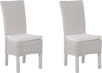 Beliani Beliani - Juego de 2 sillas de comedor patas de madera de mango ratán blanco diseño moderno interior boho Andes