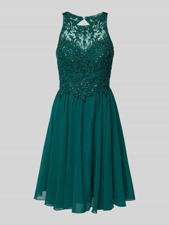 Laona Cocktailkleid mit floralen Stickereien und Ziersteinen in Bottle, Größe 32