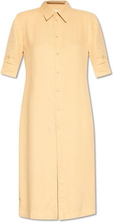 Jil Sander Jurk met korte mouwen - Dames - Shirt Kleedjes - Beige - 2XS - Kleedjes