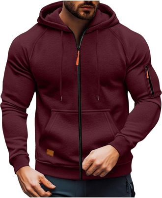 Generic Hoodies for Men Zip Sweatshirt Pullover Hoodie Plain Hoody Long Sleeve Tops Warm Thermal Combat Tactical Sweatshirt Workwear Jumper Outdoor Hoody Spor