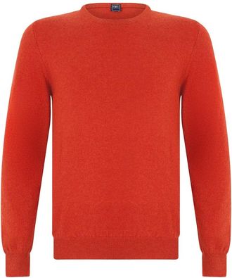 Fedeli Ronde hals gebreid - Heren - Ronde hals truien - Rood - 2XL - Kasjmier - Truien & Vesten
