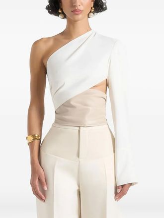 Manière De Voir Coralie one-shoulder top - women - Polyester/Rayon/Spandex/Elastane/Artificial Leather - 16 - White
