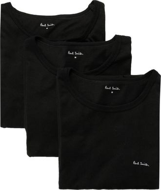 Paul Smith Black Pack Of Three Logo Cotton T-shirt