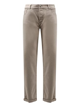 Brunello Cucinelli logo-embroidered five-pocket trousers - Neutrals