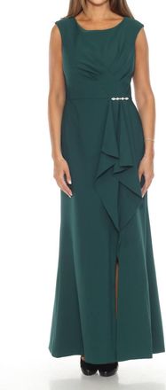 Joseph Ribkoff Ruffled Mermaid Evening Dress In Absolute Green