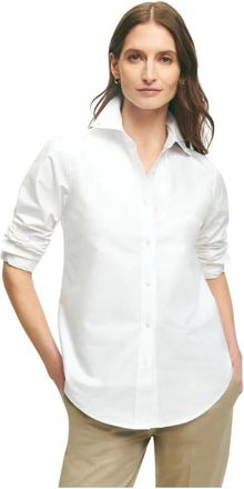 Brooks Brothers Klassiek Oxford Button-Down Overhemd met Normale Pasvorm - Dames - Overhemden - Wit - S - Katoen - Overhemden