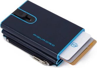Piquadro Compact Wallet - Heren - Portefeuilles - Blauw - ONE Size - Leer - Accessoires