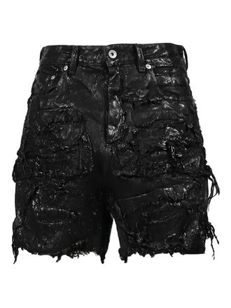 Rick Owens ripped-detailing shorts - women - Cotton - 27 - Black