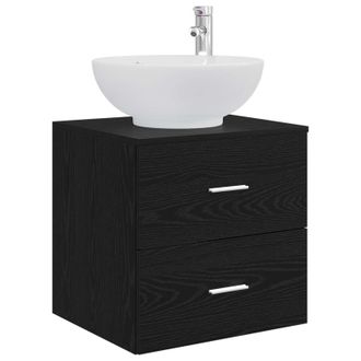 vidaXL Vanidad Con Lavabo De Pared Roble Negro 49,5 X 44,5 X 66,5 Cm Vidaxl