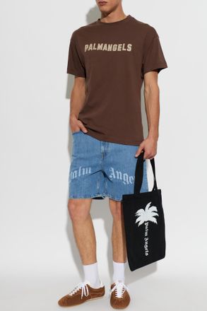 Palm Angels Logo T-shirt, Mens, Brown
