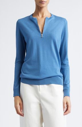 Nellie Partow Mallory Half Zip Sweater in Cerulean at Nordstrom, Size X-Small