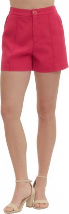 Entro Lisboa Tailored Pintuck Shorts In Scarlette Pink