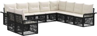 vidaXL Conjunto De Sof&aacute;s De Jard&iacute;n 10 Uds. Negro Rat&aacute;n Sint&eacute;tico Vidaxl