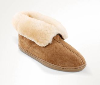 Minnetonka Womens Sheepskin Ankle Boots In Golden Tan