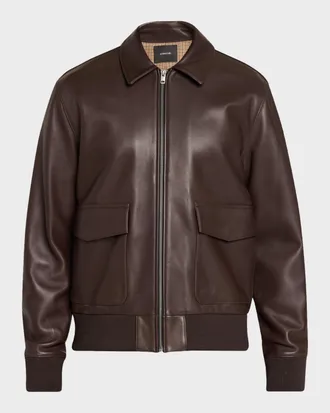 Vince Men & apos;s Leather Aviator Bomber Jacket