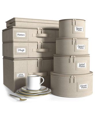 Sorbus China Storage Containers Hard Shell 8Pc Stackable Plate Storage Set