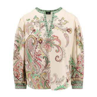 Etro Blouses, female, Multicolor, 2XS, MultiColour Long Sleeve V-Neck Shirt