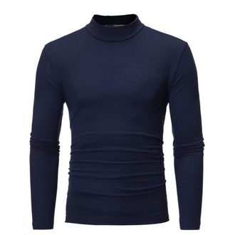 Generic DENGJIAMY Mens Mock Turtleneck Long Sleeve Shirts Lightweight Pullover Sweaters Fall Tops Men Classic Basic Thermal Turtle Neck Undershirt (Navy, XL)