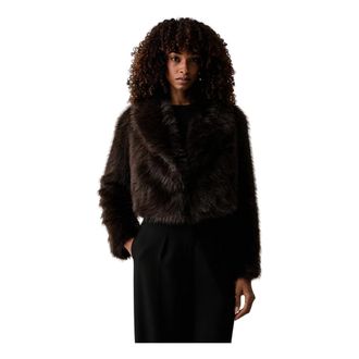 Twinset Giacca corta in ecopelliccia - - Jackets - Donna - Marrone - L