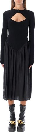 Stella McCartney Black Mock Collar Midi Dress
