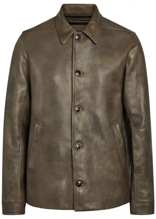Rick Owens Brad Grained Leather Jacket - Black - 48 (IT48 / M)